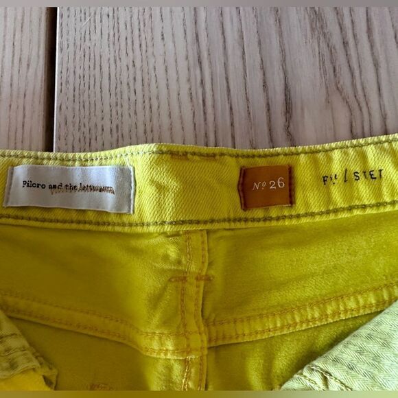 Anthropologie Pilcro & the Letterpress rolled yellow denim shorts size 26 - Picture 2 of 6